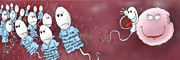 Description: One lucky sperm has hooked up with some sweet egg action.  The rest, well they get t-shirts.. Caption: I swam the fallopians and all I got was this lousy t-shirt