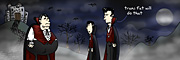 Description: Two vampires speaking with a very large third. Caption: Trans fat does that